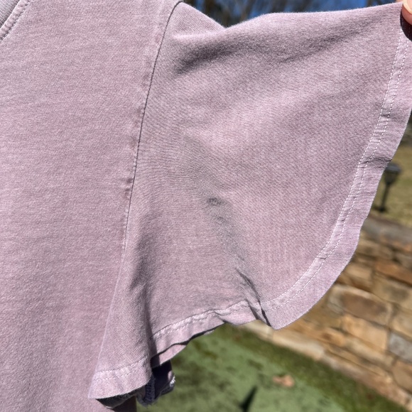 Treasure & Bond Mauve Short Flutter Sleeve Shirt - Picture 7 of 10